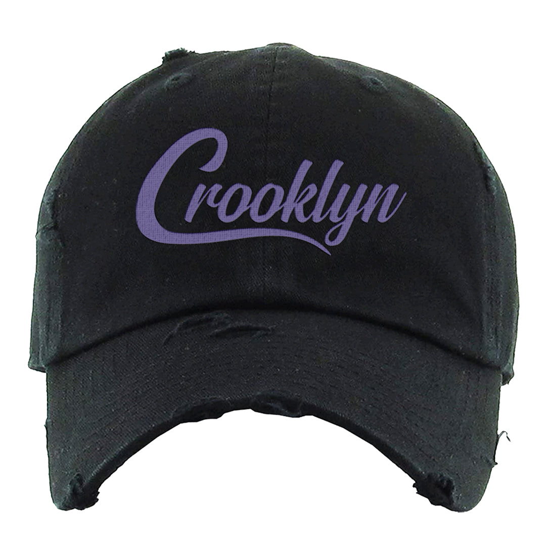 Dark Iris 3s Distressed Dad Hat | Crooklyn, Black