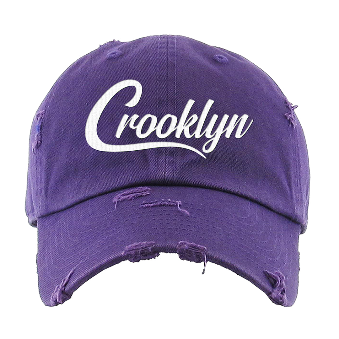Dark Iris 3s Distressed Dad Hat | Crooklyn, Purple
