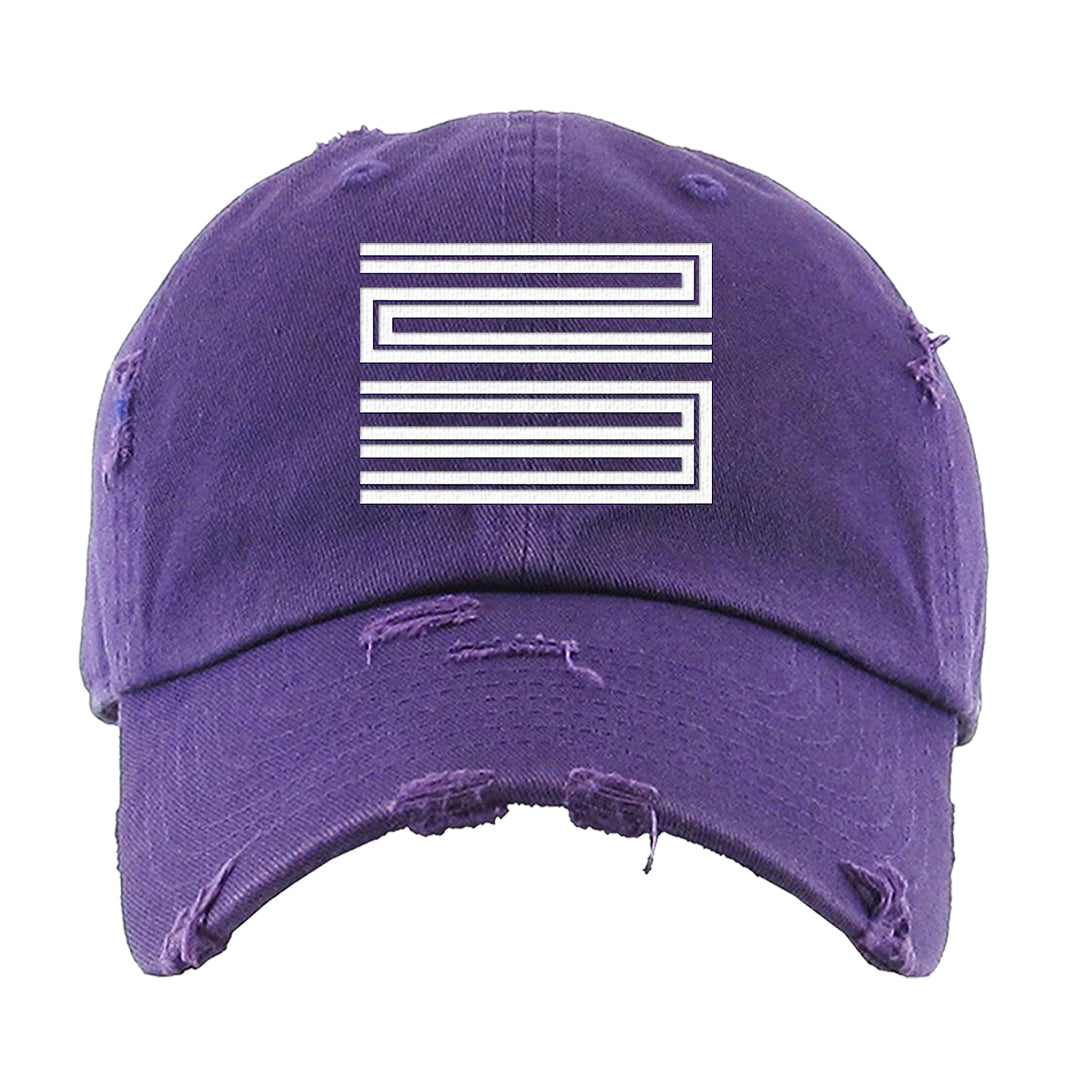 Dark Iris 3s Distressed Dad Hat | Double Line 23, Purple