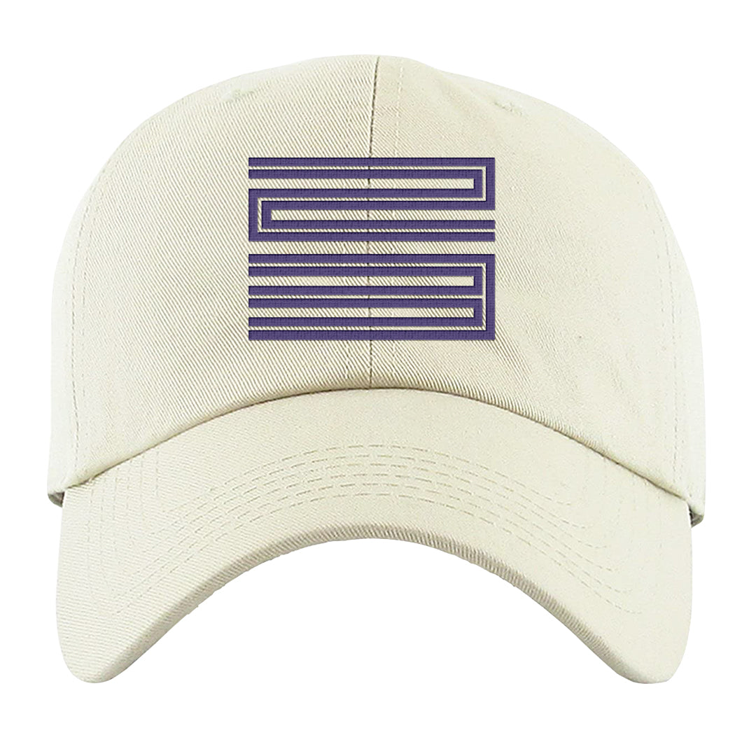 Dark Iris 3s Dad Hat | Double Line 23, White