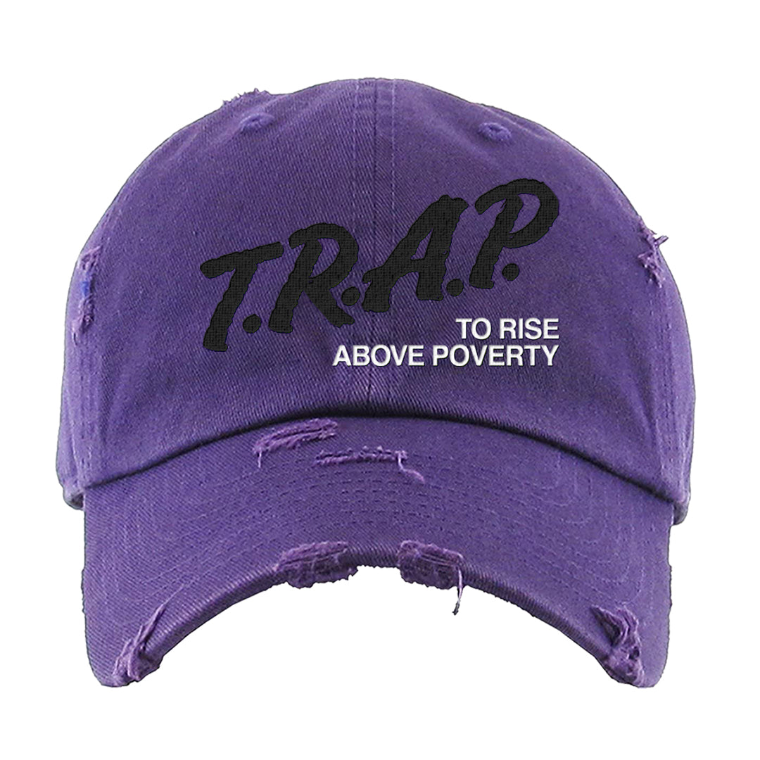Dark Iris 3s Distressed Dad Hat | Trap To Rise Above Poverty, Purple