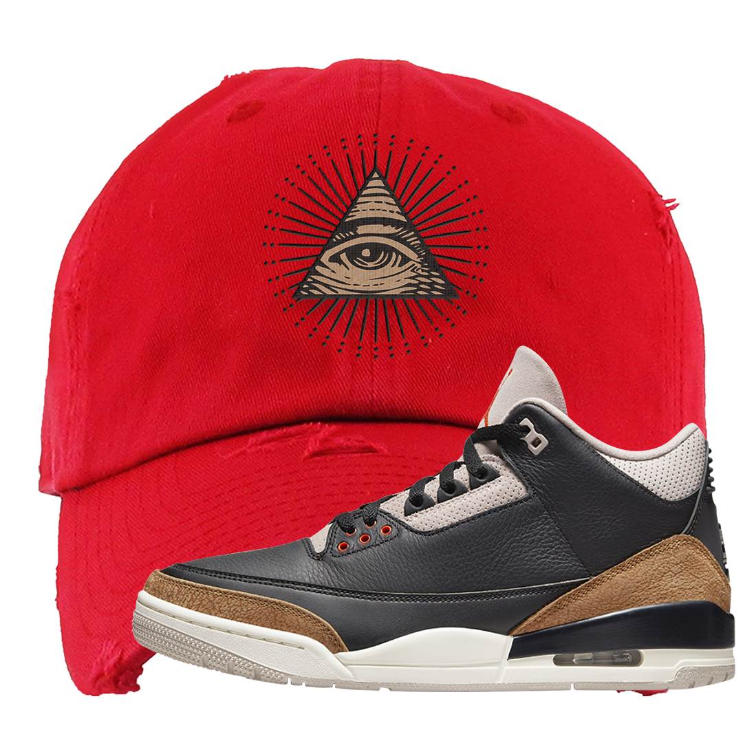 Desert Elephant 3s Distressed Dad Hat | All Seeing Eye, Red