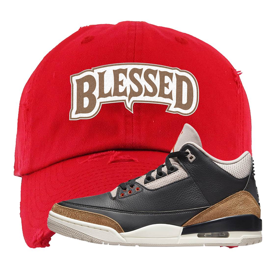 Desert Elephant 3s Distressed Dad Hat | Blessed Arch, Red