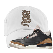 Desert Elephant 3s Distressed Dad Hat | Coiled Snake, White