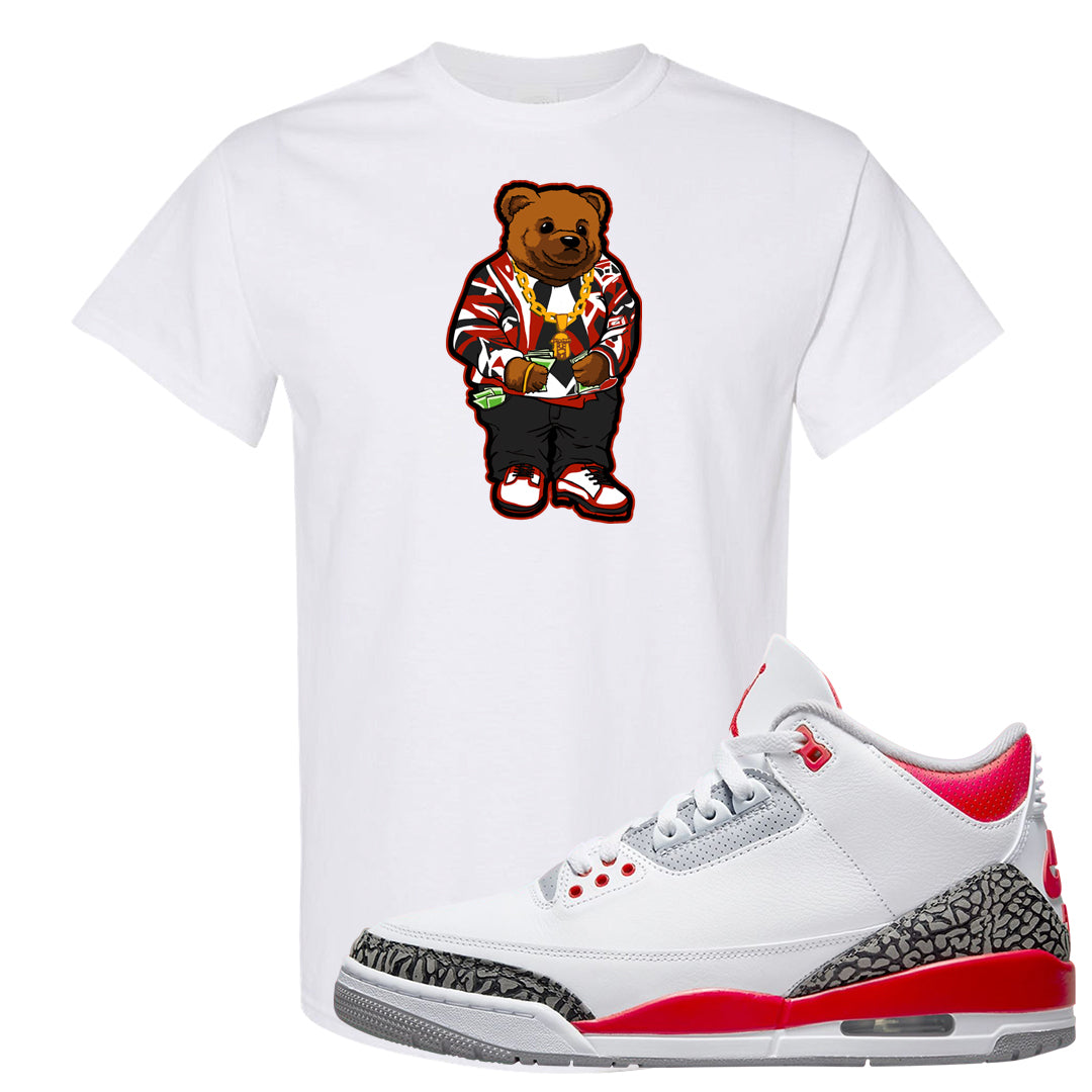 Fire Red 3s T Shirt | Sweater Bear, White