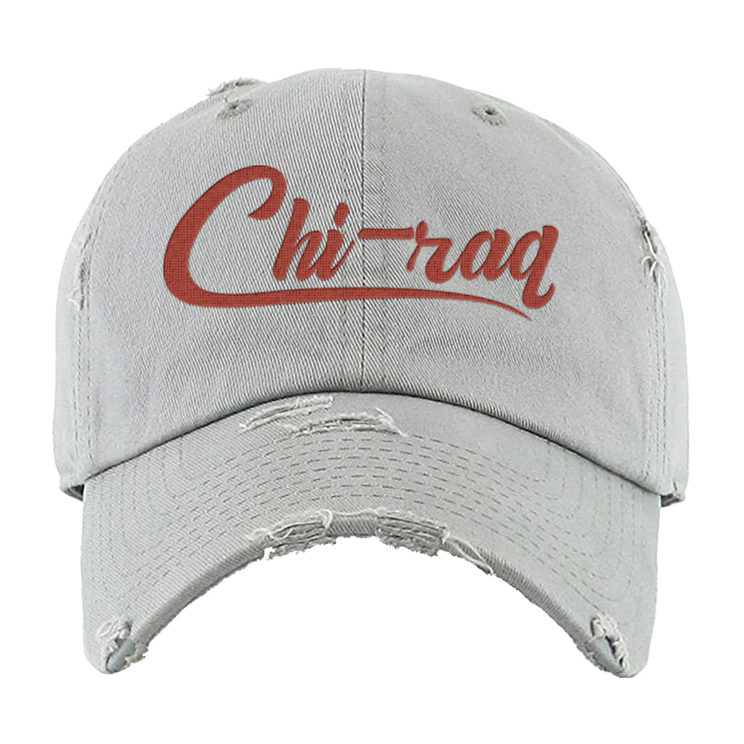 Fire Red 3s Distressed Dad Hat | Chiraq, Light Gray
