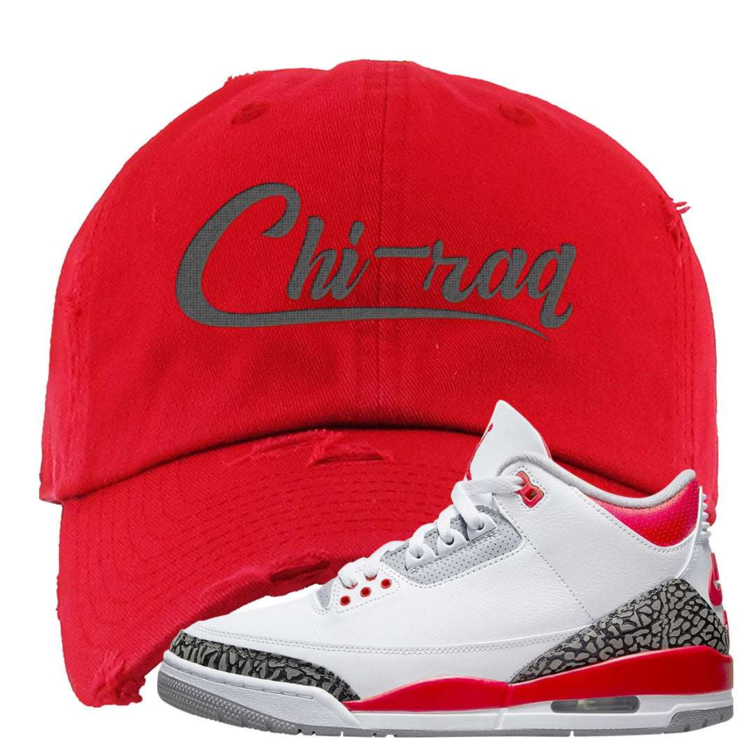 Fire Red 3s Distressed Dad Hat | Chiraq, Red