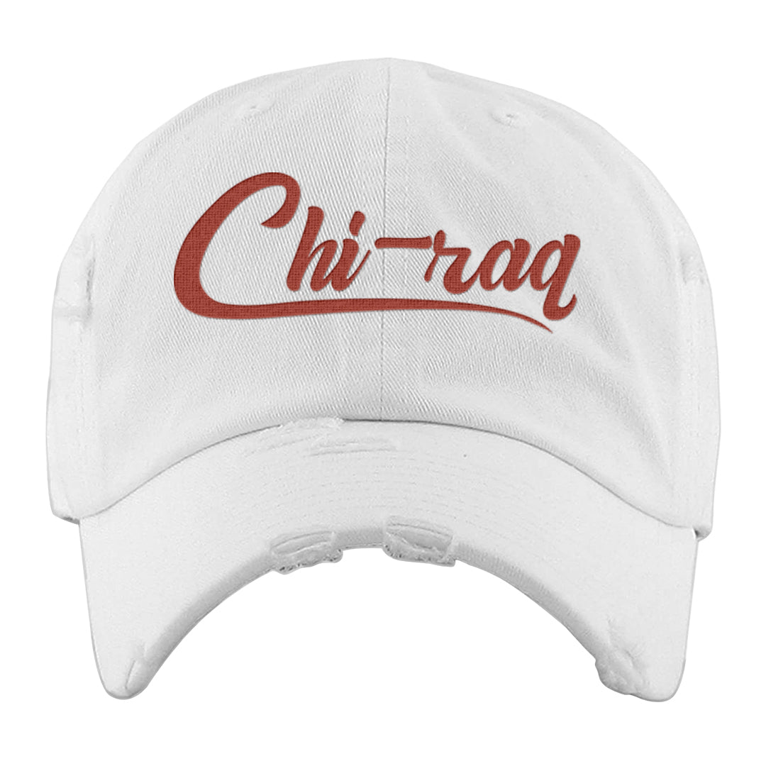 Fire Red 3s Distressed Dad Hat | Chiraq, White