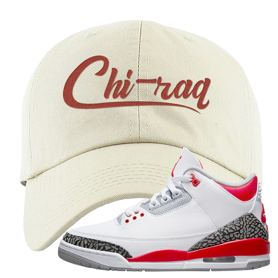 Fire Red 3s Dad Hat | Chiraq, White