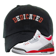 Fire Red 3s Distressed Dad Hat | Dedicated, Black