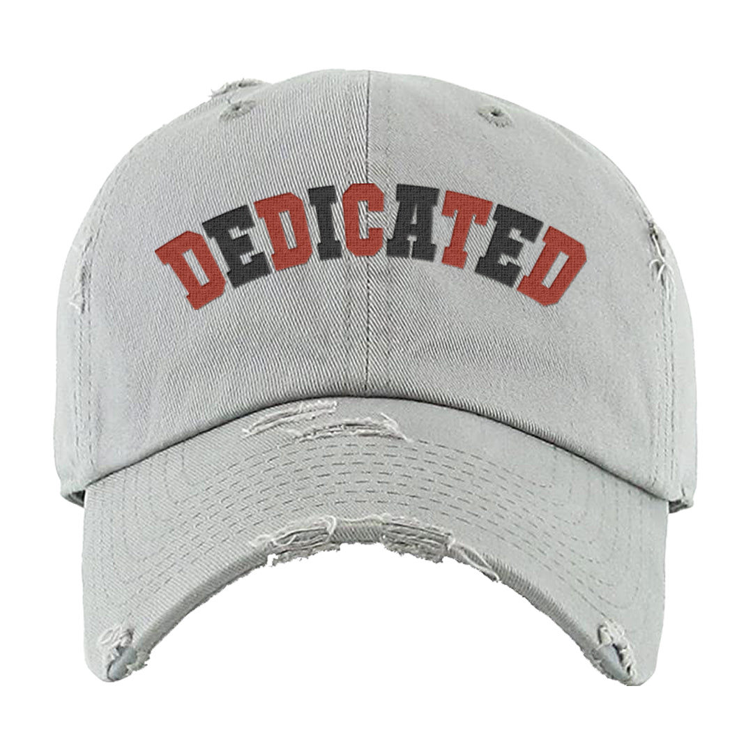 Fire Red 3s Distressed Dad Hat | Dedicated, Light Gray