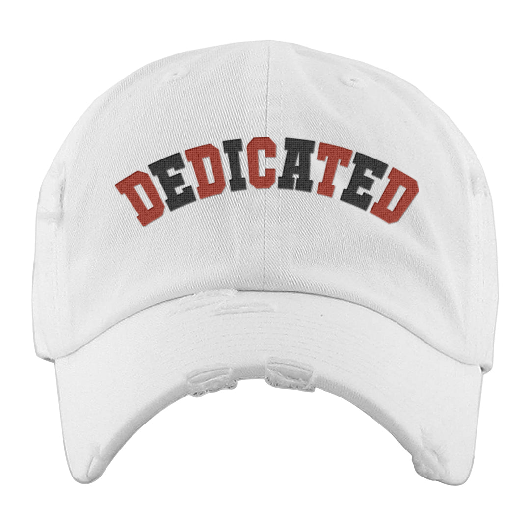 Fire Red 3s Distressed Dad Hat | Dedicated, White