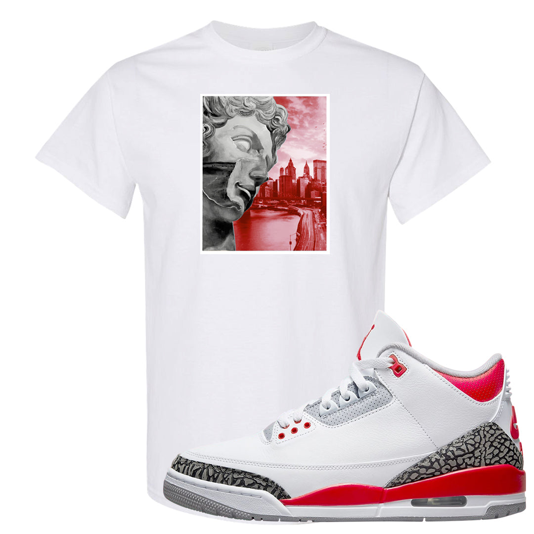 Fire Red 3s T Shirt | Miguel, White