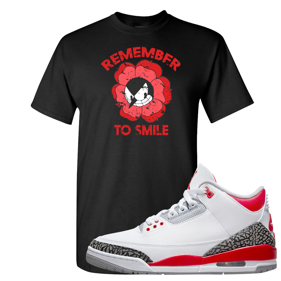 Fire Red 3s T Shirt | Remember To Smile, Black