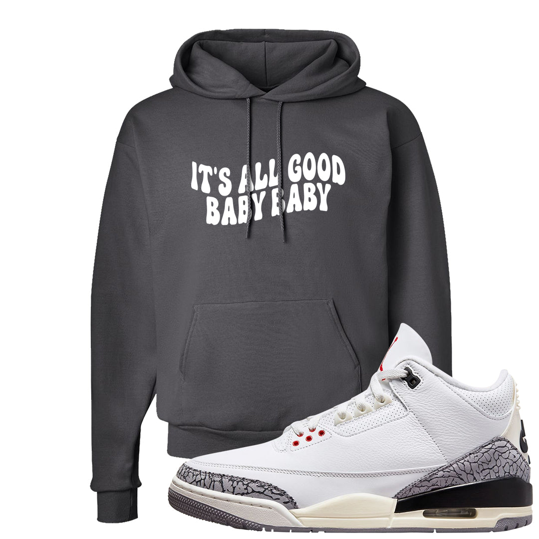 White Cement Reimagined 3s Hoodie | All Good Baby, Smoke Grey