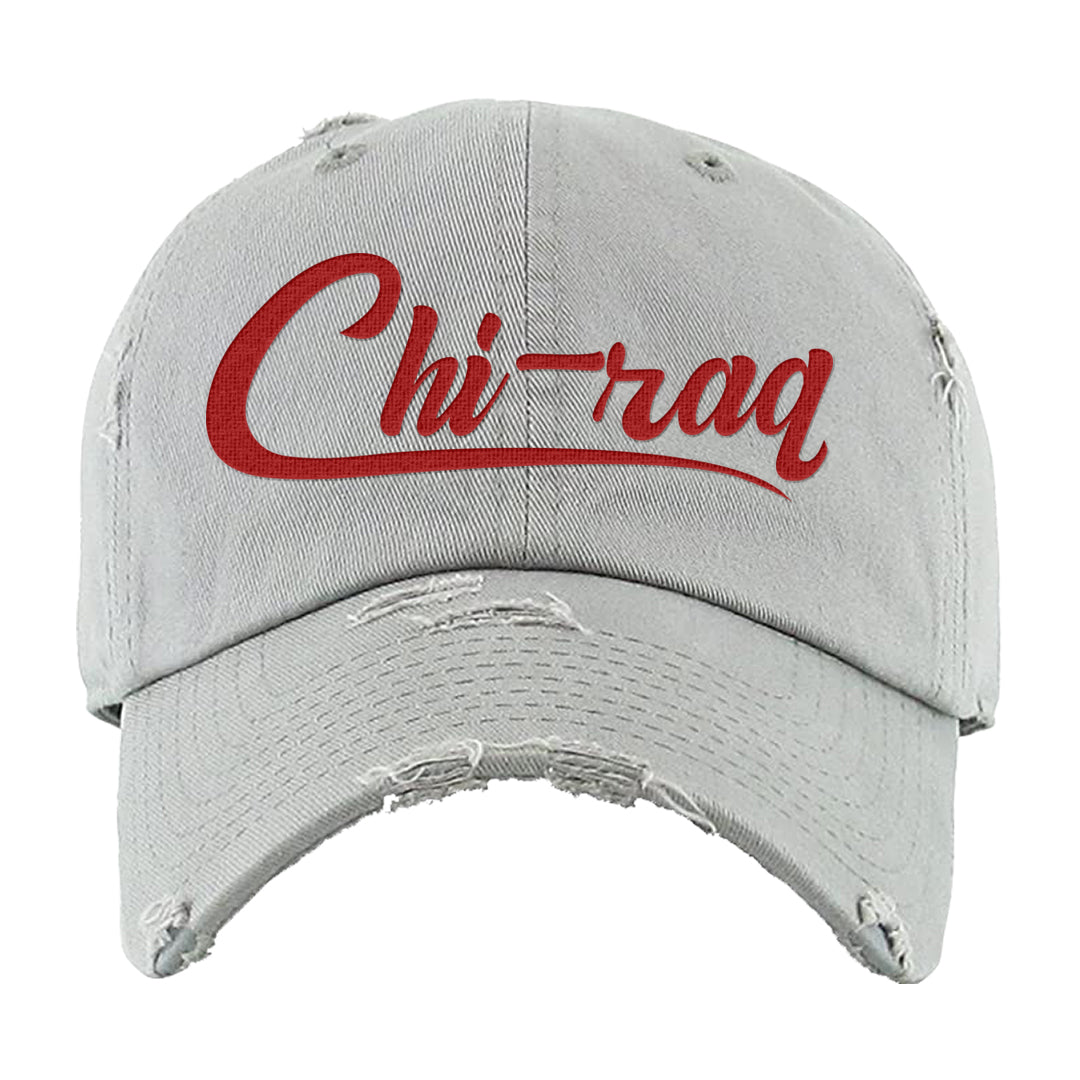 White Cement Reimagined 3s Distressed Dad Hat | Chiraq, Light Gray
