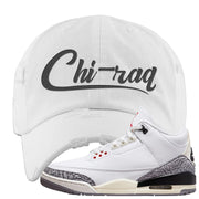 White Cement Reimagined 3s Distressed Dad Hat | Chiraq, White