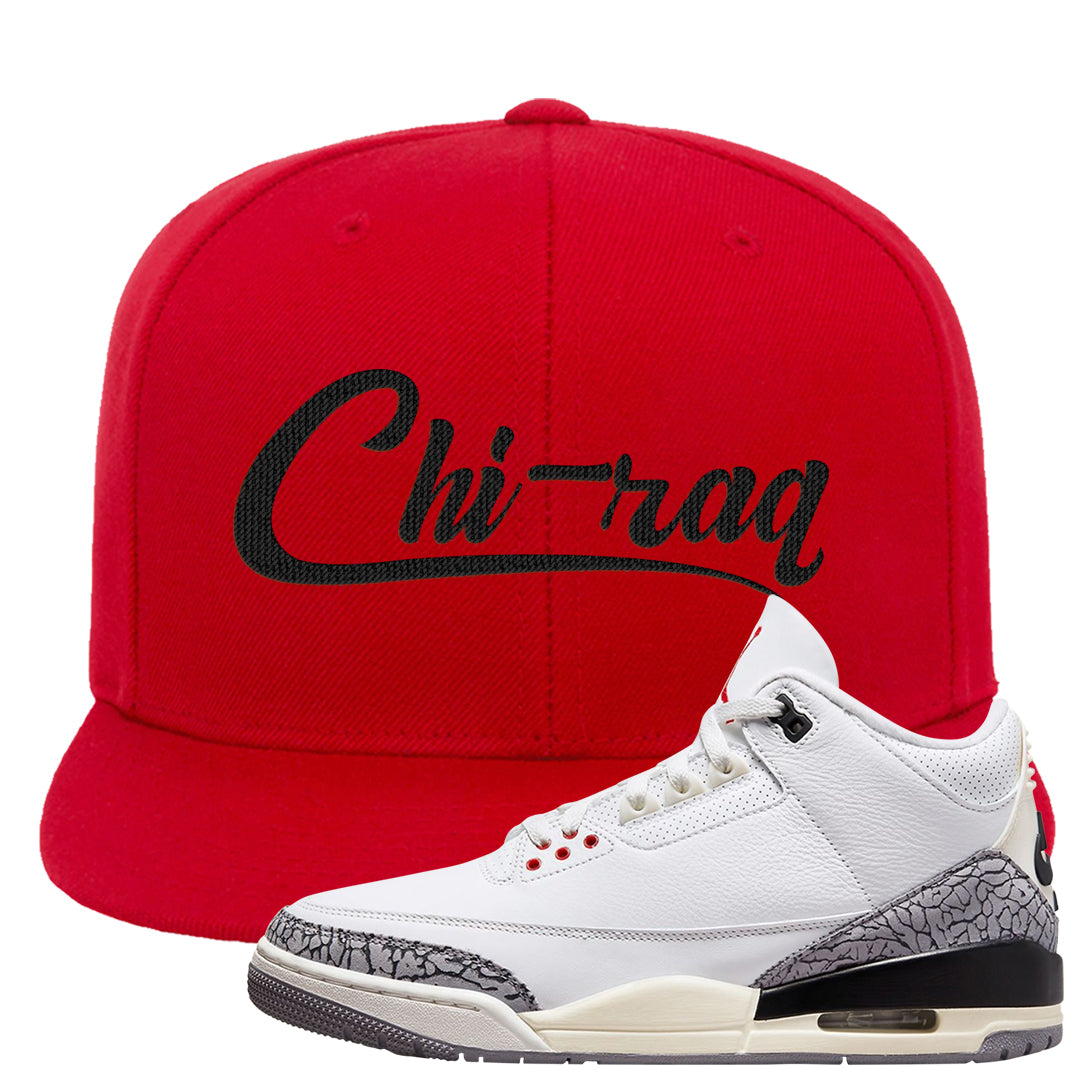 White Cement Reimagined 3s Snapback Hat | Chiraq, Red