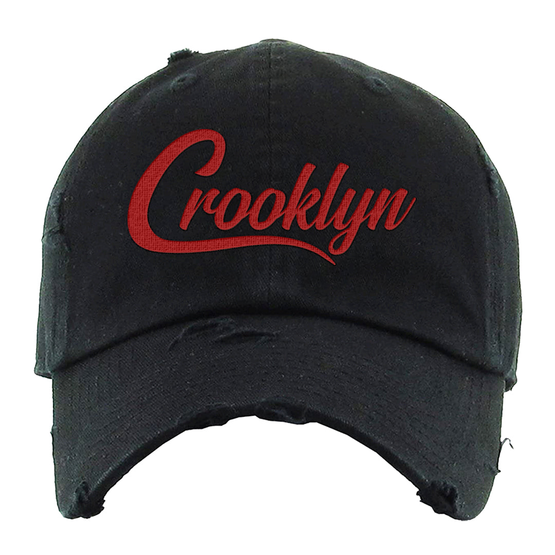 White Cement Reimagined 3s Distressed Dad Hat | Crooklyn, Black