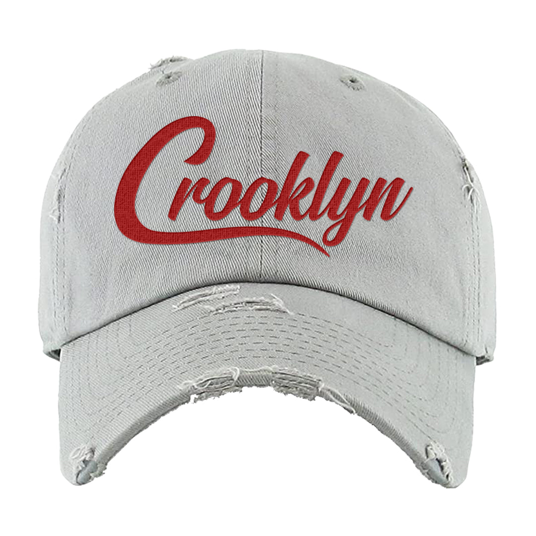 White Cement Reimagined 3s Distressed Dad Hat | Crooklyn, Light Gray