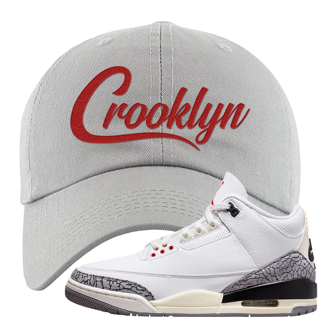 White Cement Reimagined 3s Dad Hat | Crooklyn, Light Gray