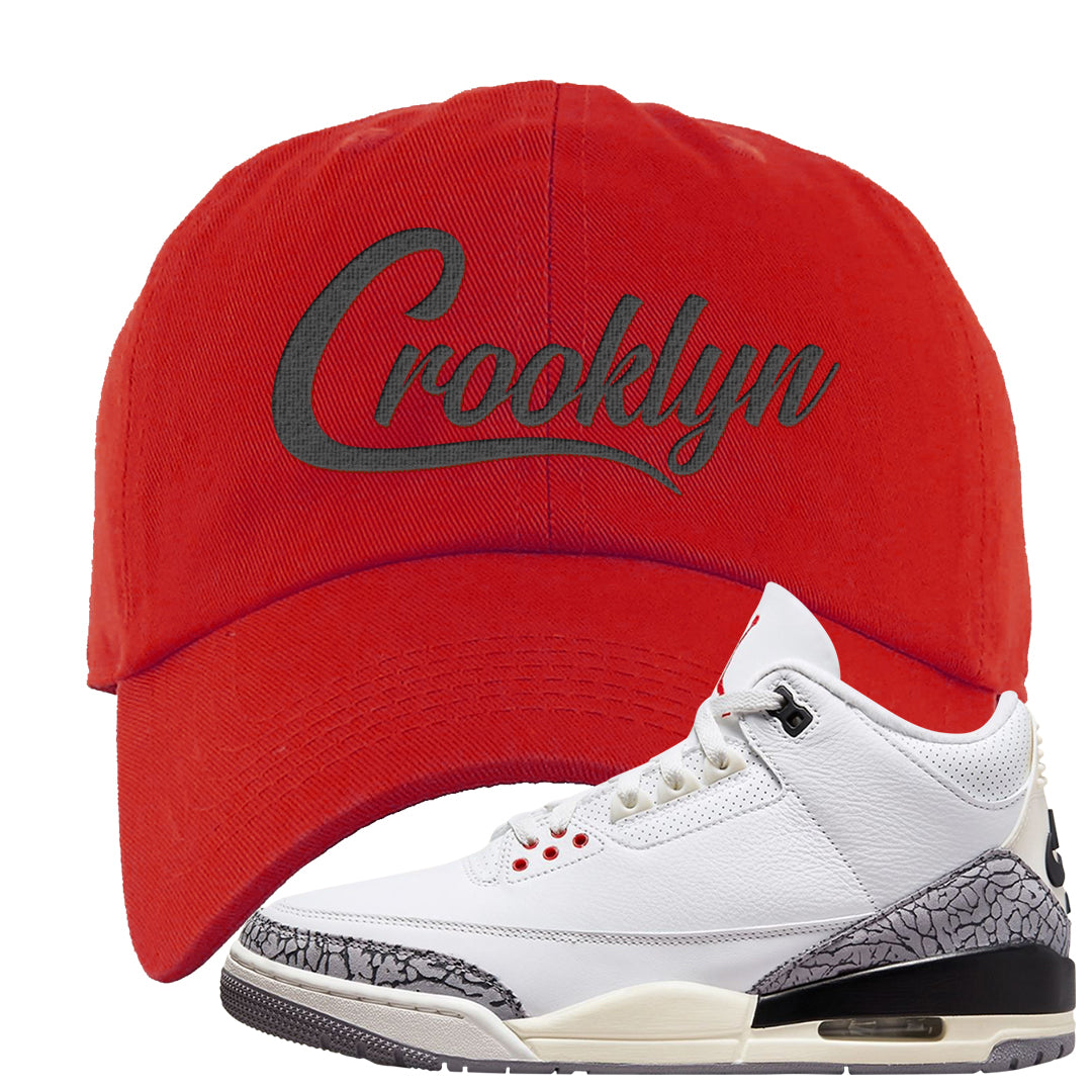 White Cement Reimagined 3s Dad Hat | Crooklyn, Red