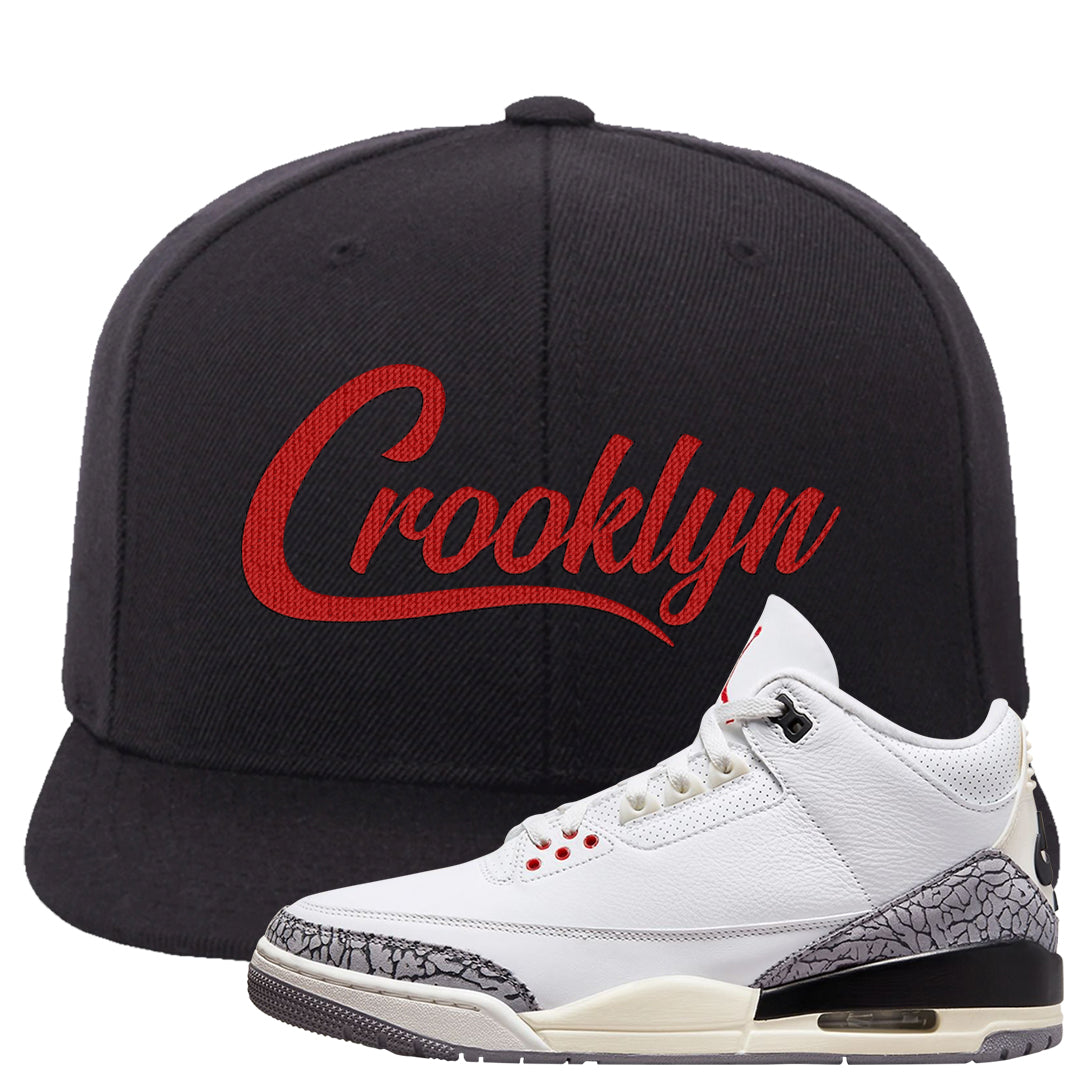 White Cement Reimagined 3s Snapback Hat | Crooklyn, Black