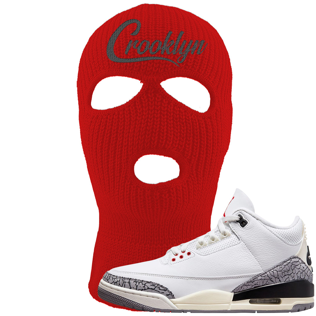White Cement Reimagined 3s Ski Mask | Crooklyn, Red