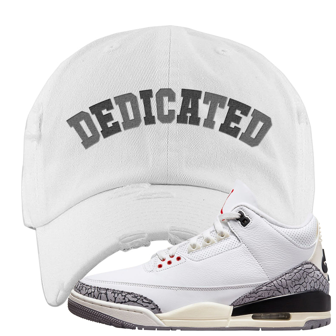 White Cement Reimagined 3s Distressed Dad Hat | Dedicated, White