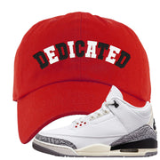 White Cement Reimagined 3s Dad Hat | Dedicated, Red