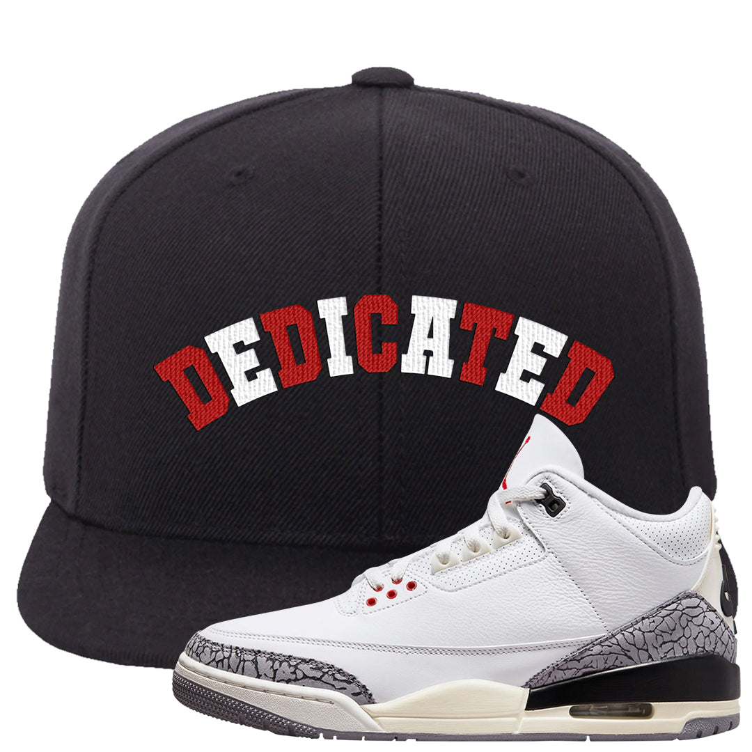 White Cement Reimagined 3s Snapback Hat | Dedicated, Black