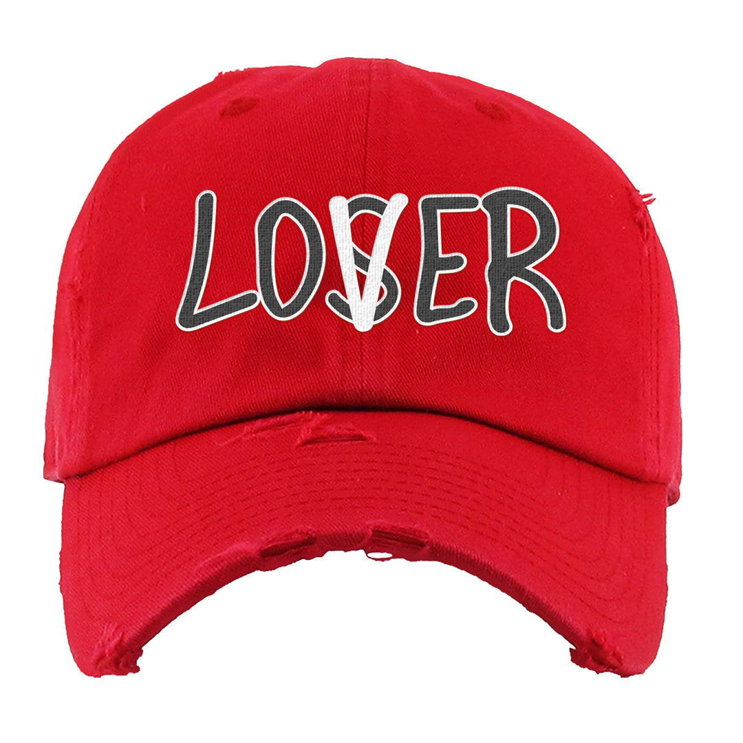 White Cement Reimagined 3s Distressed Dad Hat | Lover, Red