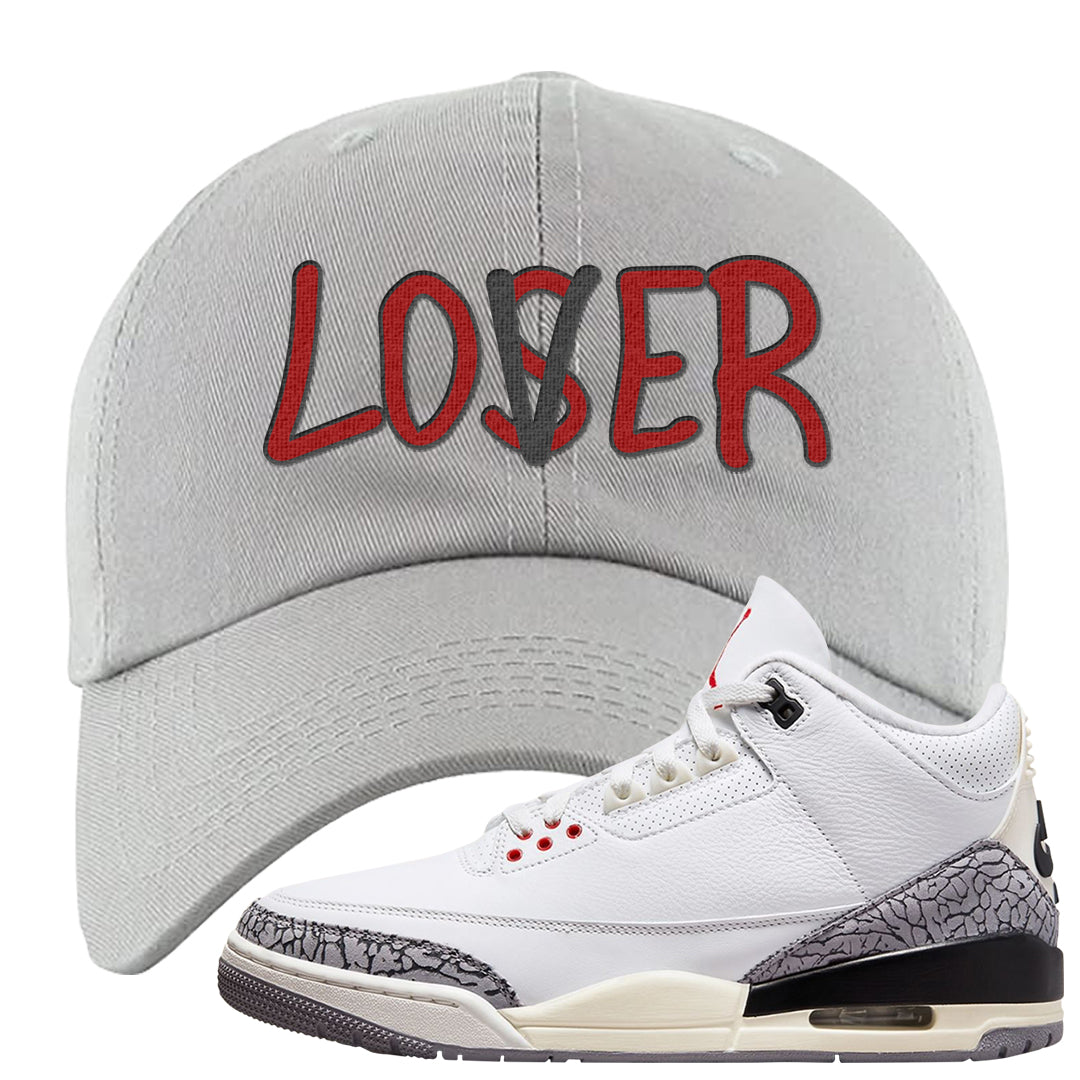 White Cement Reimagined 3s Dad Hat | Lover, Light Gray