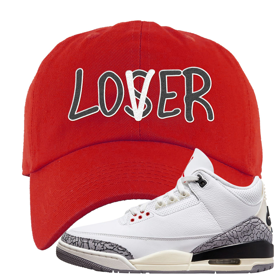 White Cement Reimagined 3s Dad Hat | Lover, Red