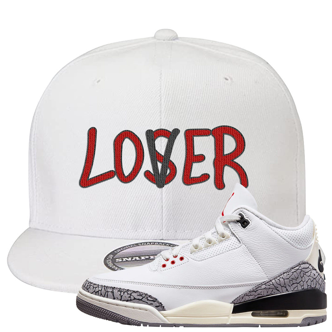 White Cement Reimagined 3s Snapback Hat | Lover, White