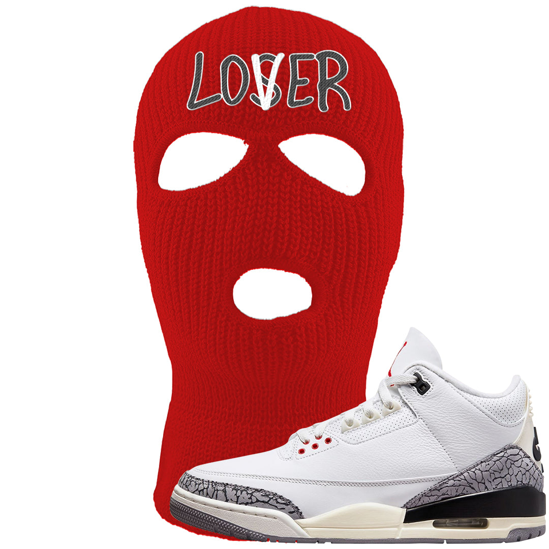White Cement Reimagined 3s Ski Mask | Lover, Red