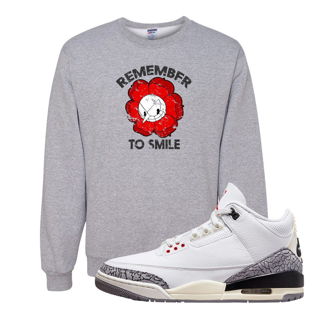 White Cement Reimagined 3s Crewneck Sweatshirt | Remember To Smile, Ash