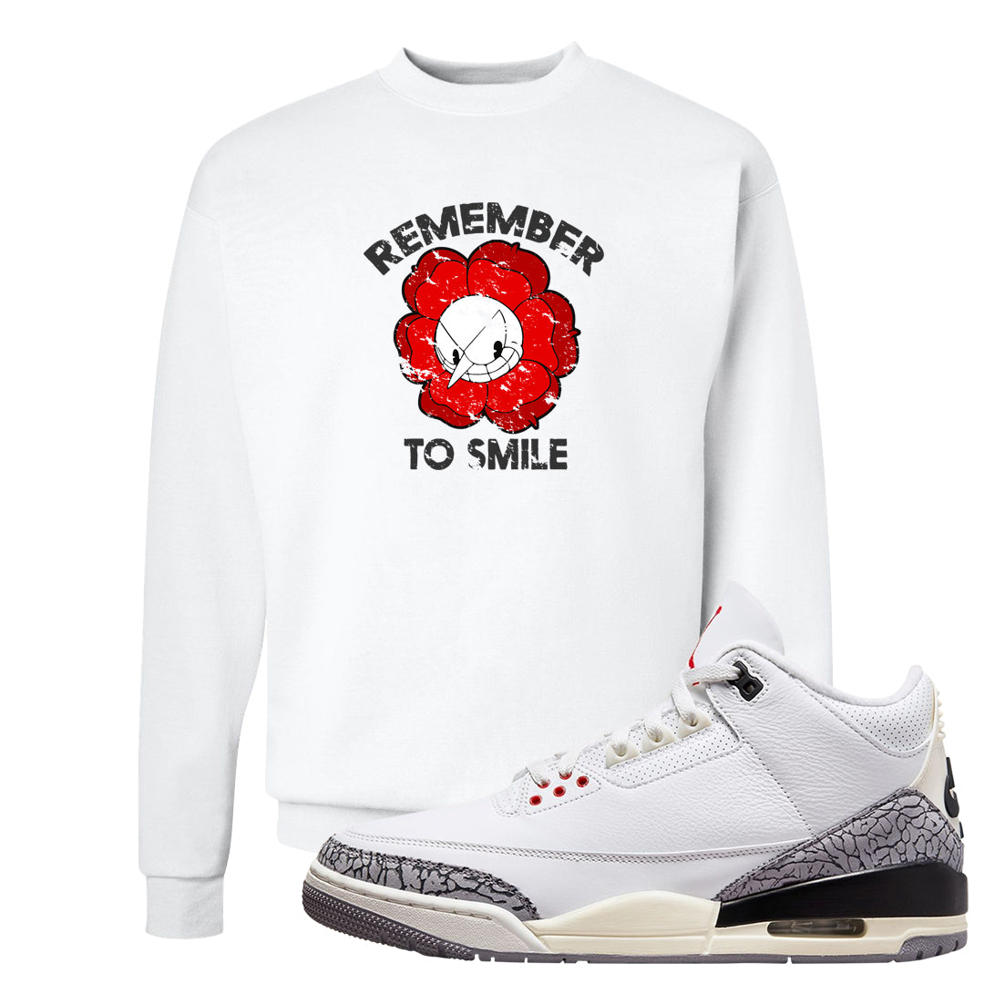 White Cement Reimagined 3s Crewneck Sweatshirt | Remember To Smile, White
