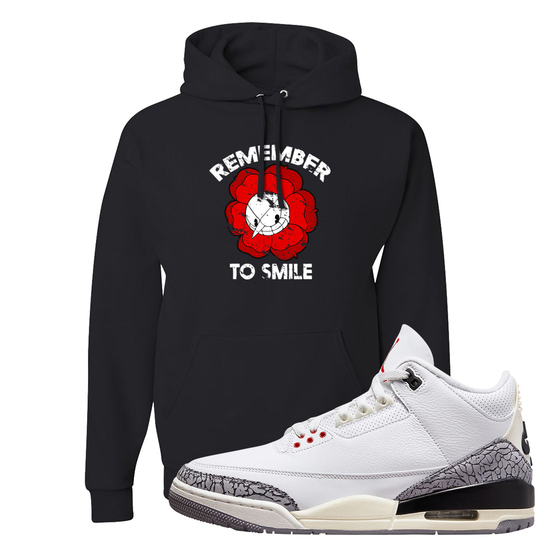White Cement Reimagined 3s Hoodie | Remember To Smile, Black