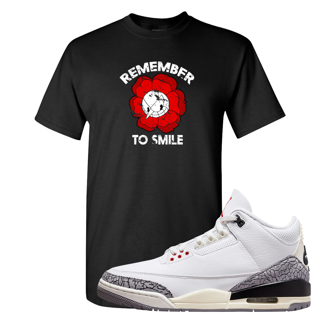White Cement Reimagined 3s T Shirt | Remember To Smile, Black