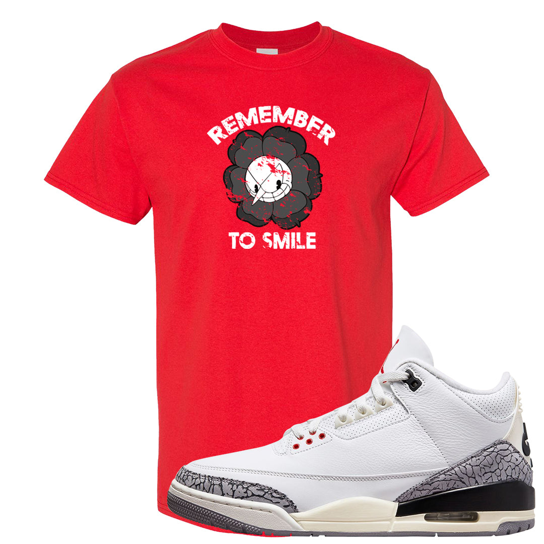 White Cement Reimagined 3s T Shirt | Remember To Smile, Red