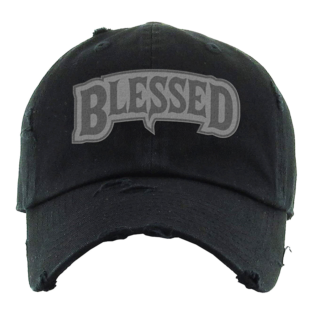 Black Canvas 4s Distressed Dad Hat | Blessed Arch, Black