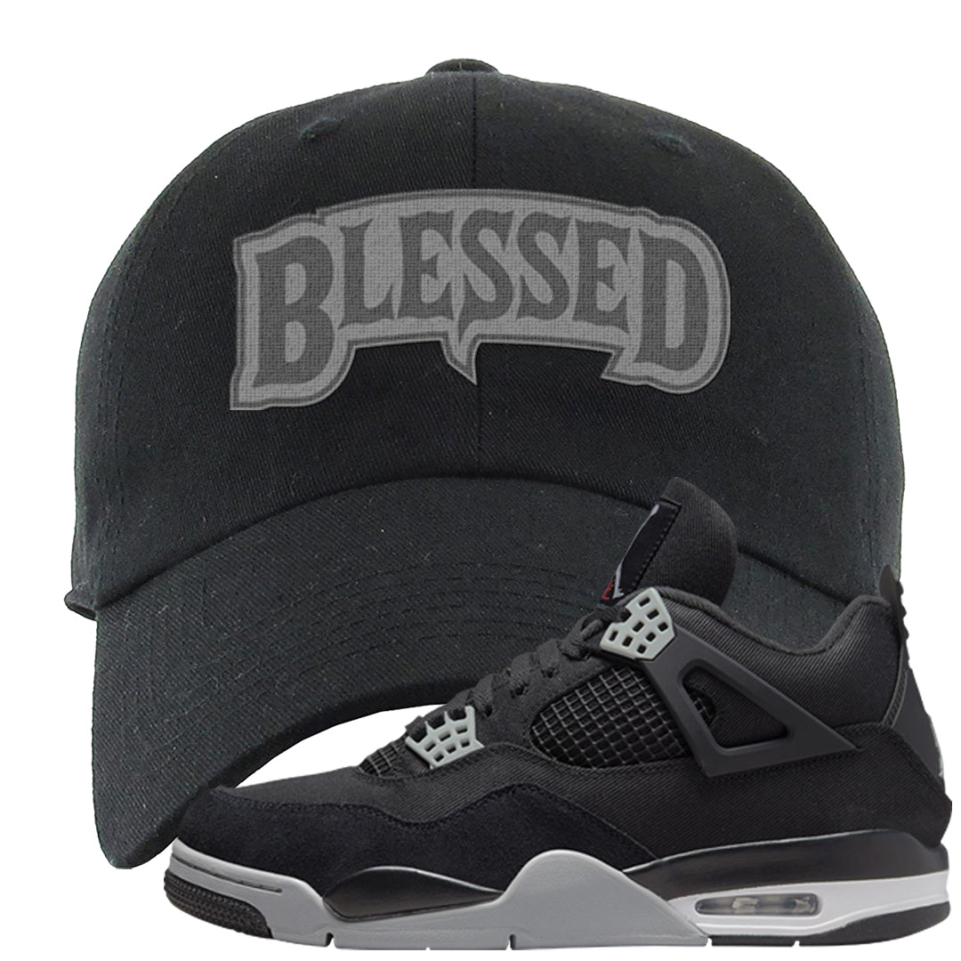 Black Canvas 4s Dad Hat | Blessed Arch, Black