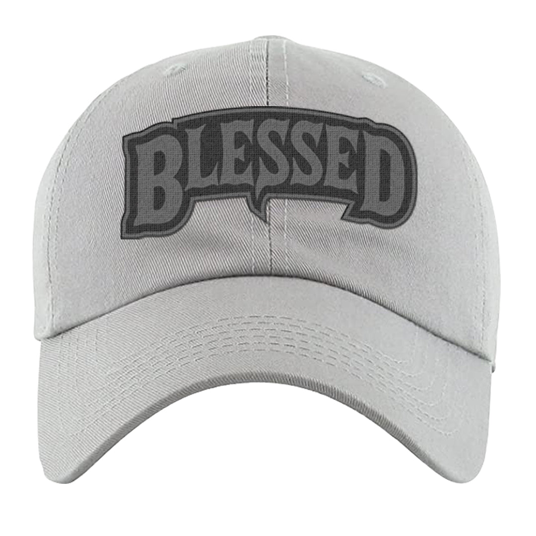 Black Canvas 4s Dad Hat | Blessed Arch, Light Gray