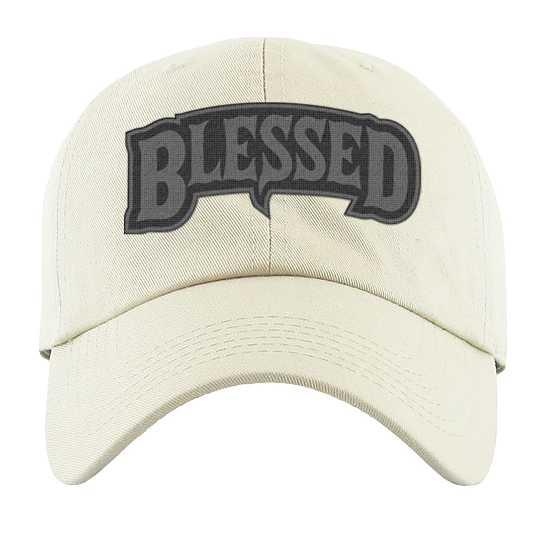 Black Canvas 4s Dad Hat | Blessed Arch, White