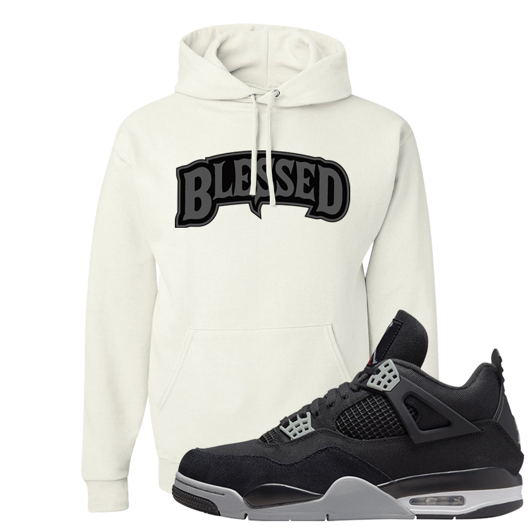 Black Canvas 4s Hoodie | Blessed Arch, White
