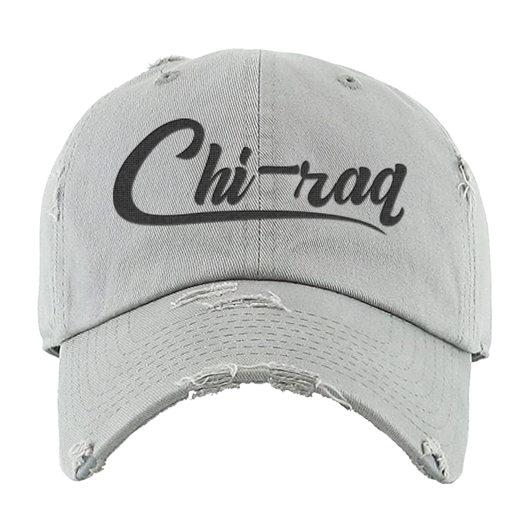 Black Canvas 4s Distressed Dad Hat | Chiraq, Light Gray
