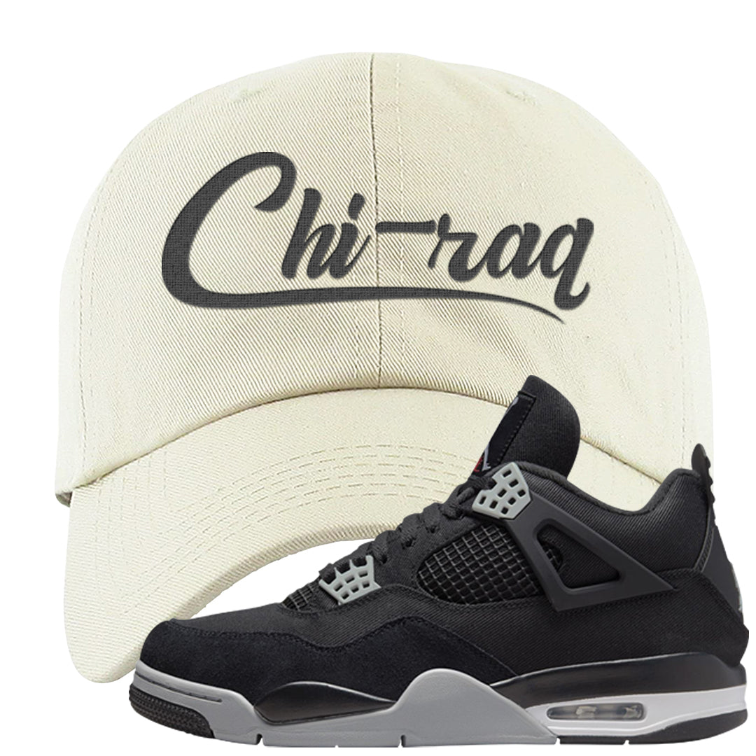 Black Canvas 4s Dad Hat | Chiraq, White