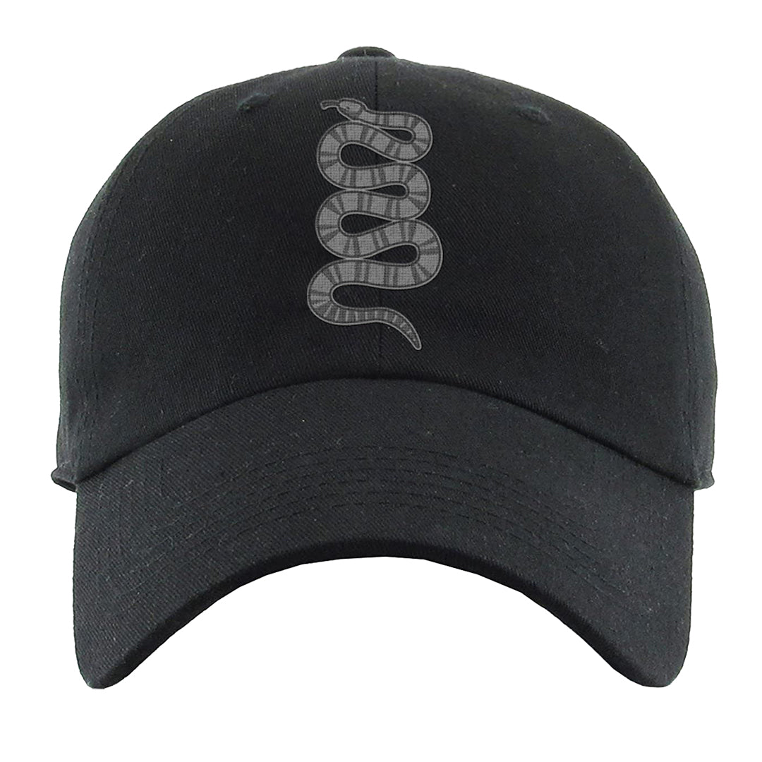 Black Canvas 4s Dad Hat | Coiled Snake, Black