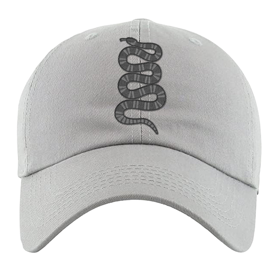 Black Canvas 4s Dad Hat | Coiled Snake, Light Gray
